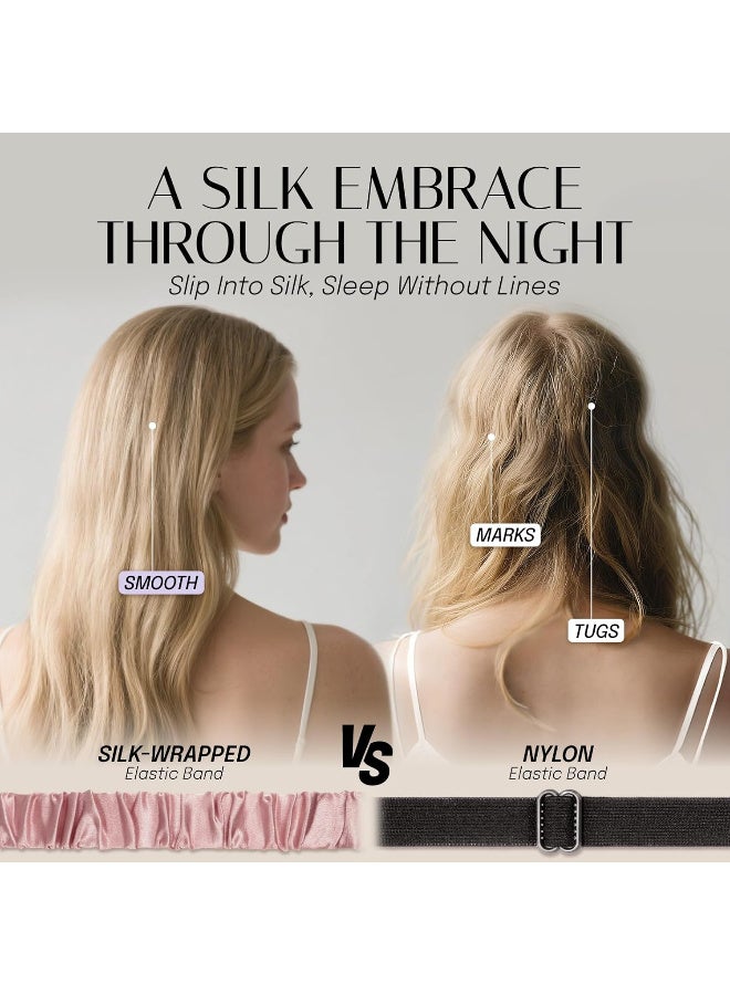 Silk Sleep Mask for Eyes with Elastic Strap for Sleeping, Travel, and Napping, Soft Eye Cover in Cashmere Pink - Image 3