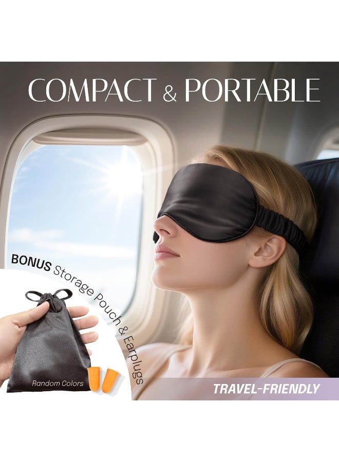 Silk Sleep Mask for Eyes with Elastic Strap for Sleeping, Travel, and Napping, Soft Eye Cover in Cashmere Pink - Image 4