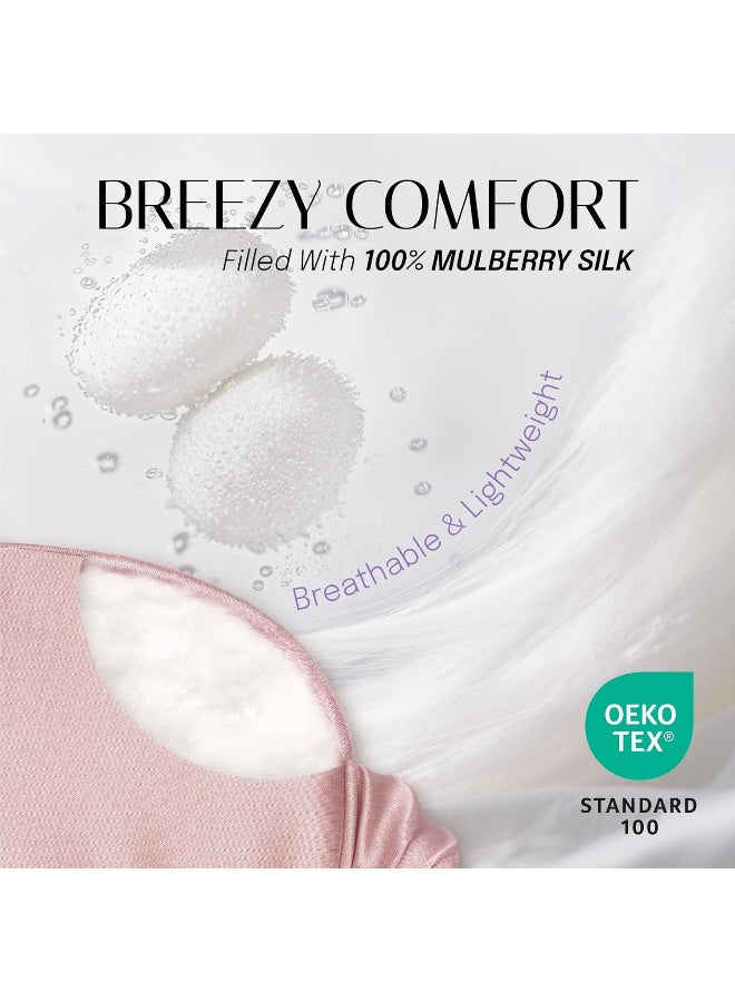 Silk Sleep Mask for Eyes with Elastic Strap for Sleeping, Travel, and Napping, Soft Eye Cover in Cashmere Pink - Image 2