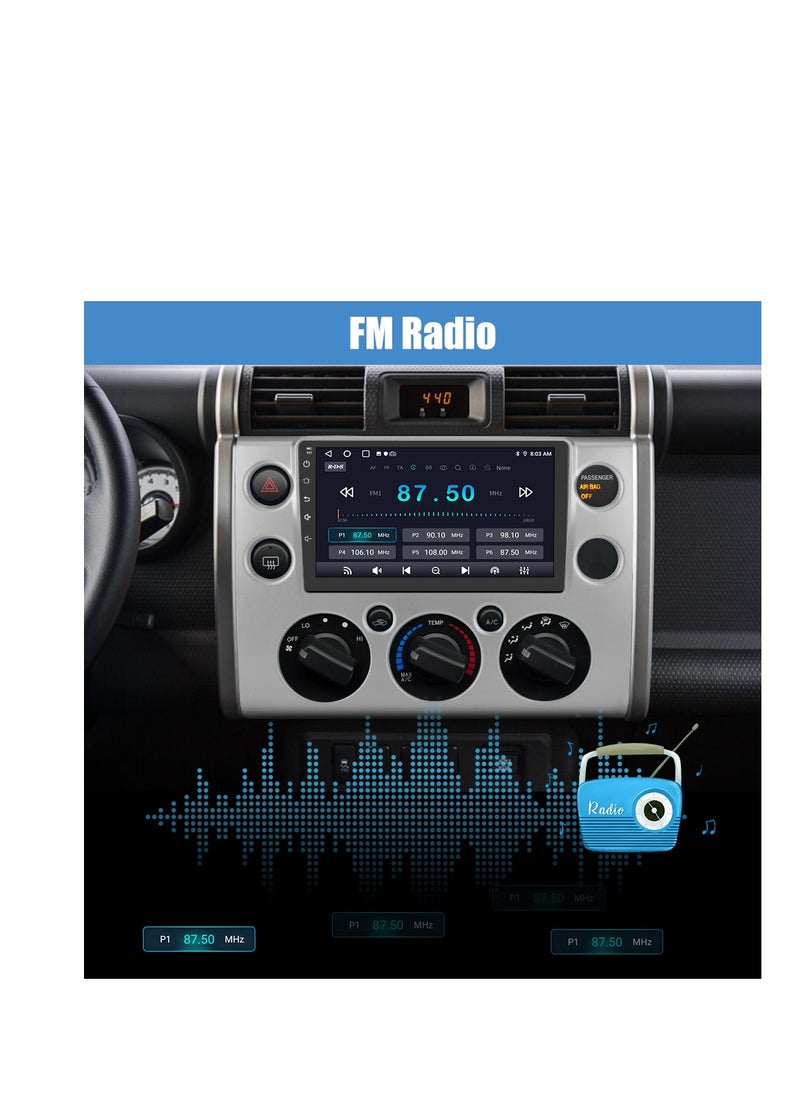 Junsun - Car Radio Stereo Android 12 for Toyota FJ Cruiser 2007-2014 with CarPlay Android Auto Bluetooth WiFi - Image 1