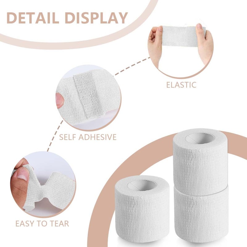 KISEER 15 Pack 2 Inch x 5 Yards White Self Adhesive Bandage Breathable Cohesive Bandage Wrap Rolls Elastic Self-Adherent Tape for Stretch Athletic, Sports, Wrist, Ankle - Image 3