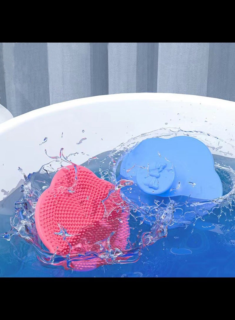 2 Pcs Baby Shampoo Brush, Baby Anti-Dandruff Silicone Comb, Newborn Bath Massage Bath Products (Blue + Pink)  - Image 3
