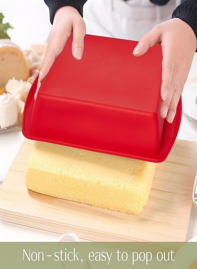 saphe 8 inch Silicone Square Cake Pan Nonstick Silicone Cake Molds, Brownie baking molds for Brownie, Cake, Bread, Pie and Lasagna (1 packs) (1) - Image 3