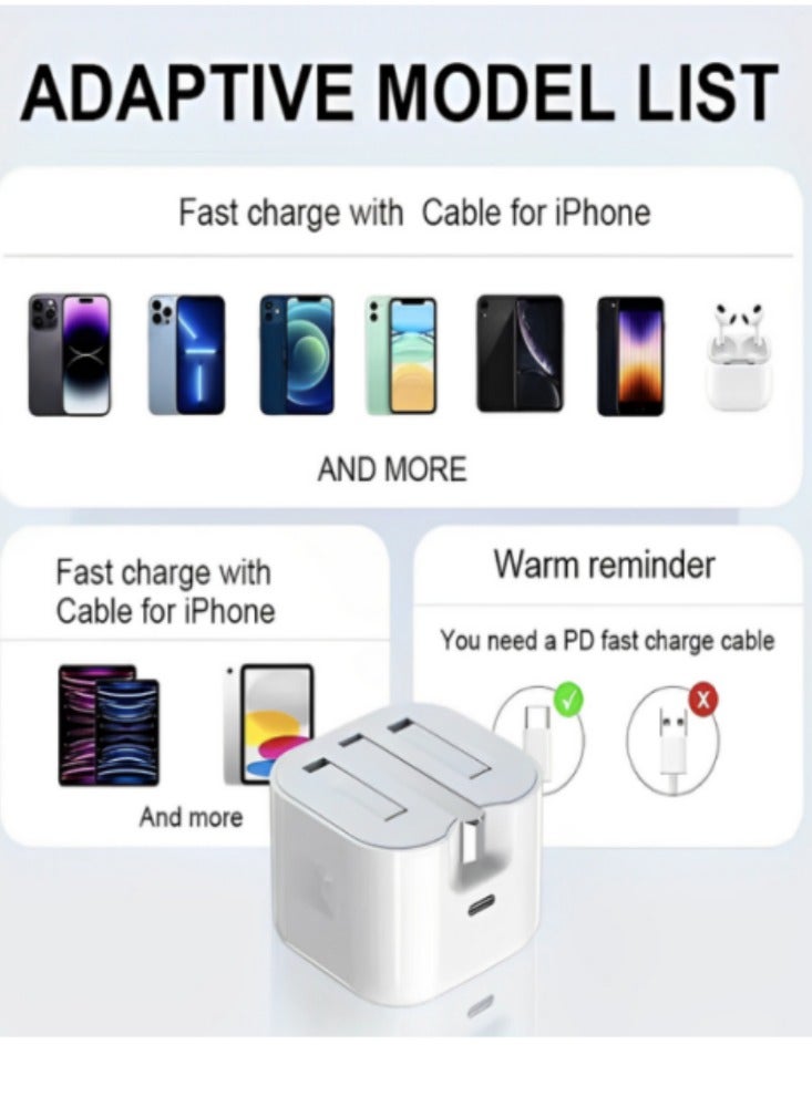 شاحن ايفون سريع 20 وات | شاحن حائط USB C سشاحن ايفون سريع 20 وات | شاحن حائط USB C سريع متوافق مع iPhone 15/14/14 Pro/14 Pro Max/13/12/SE2020/11/XR/XS Max/X/iPadريع متوافق مع iPhone 15/14/14 Pro/14 Pro Max/13/12/SE2020/11/XR/XS Max/X/iPad - Image 5