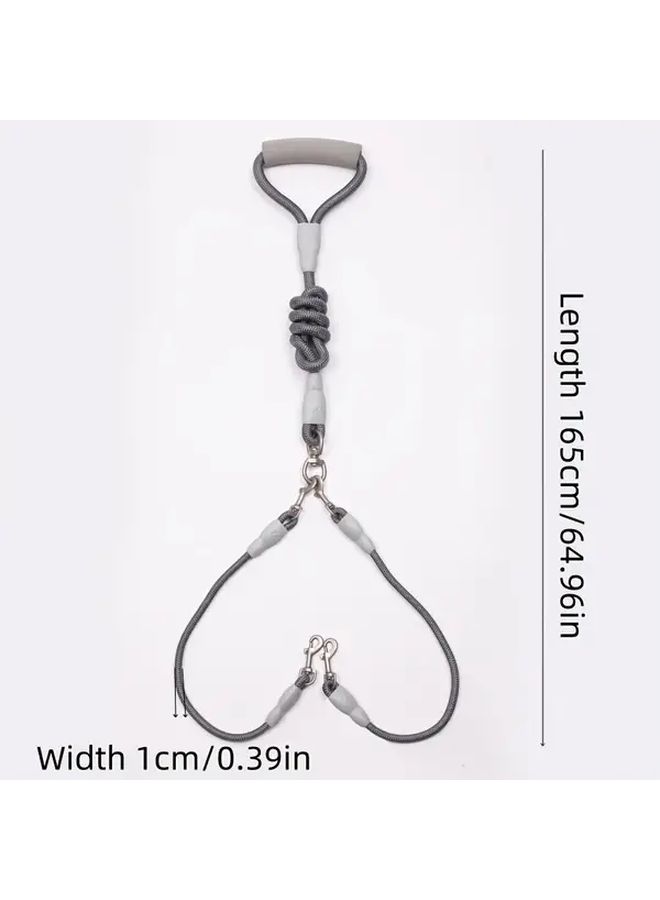 Blue Dual Headed Dog Leash For Two Small Medium Dogs With Comfort Foam Handle - Image 2