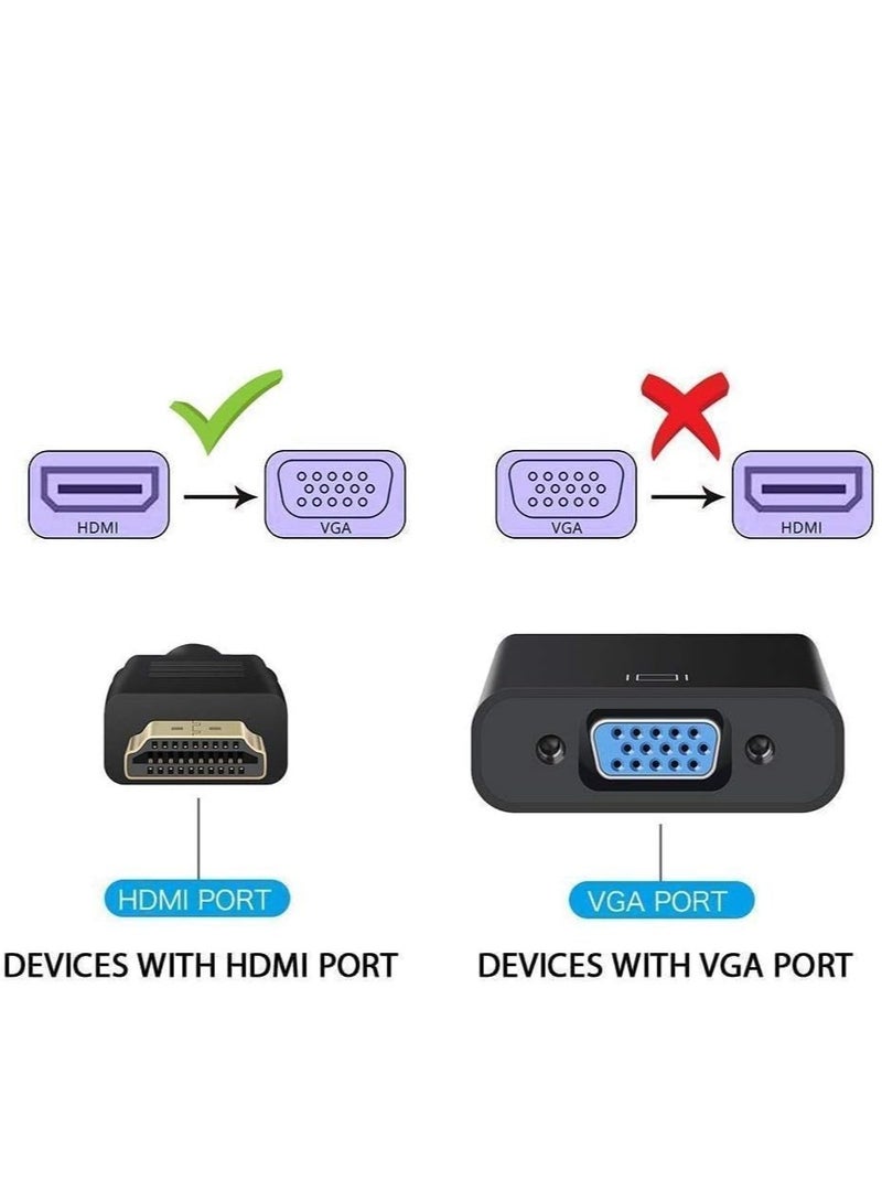JAJEEK HDMI to VGA Adapter Cable, HDMI Male to VGA Female Converter, Gold-Plated Connectors, Extension for PC, Laptop, Monitor, Projector, HDTV Compatibility - Image 2