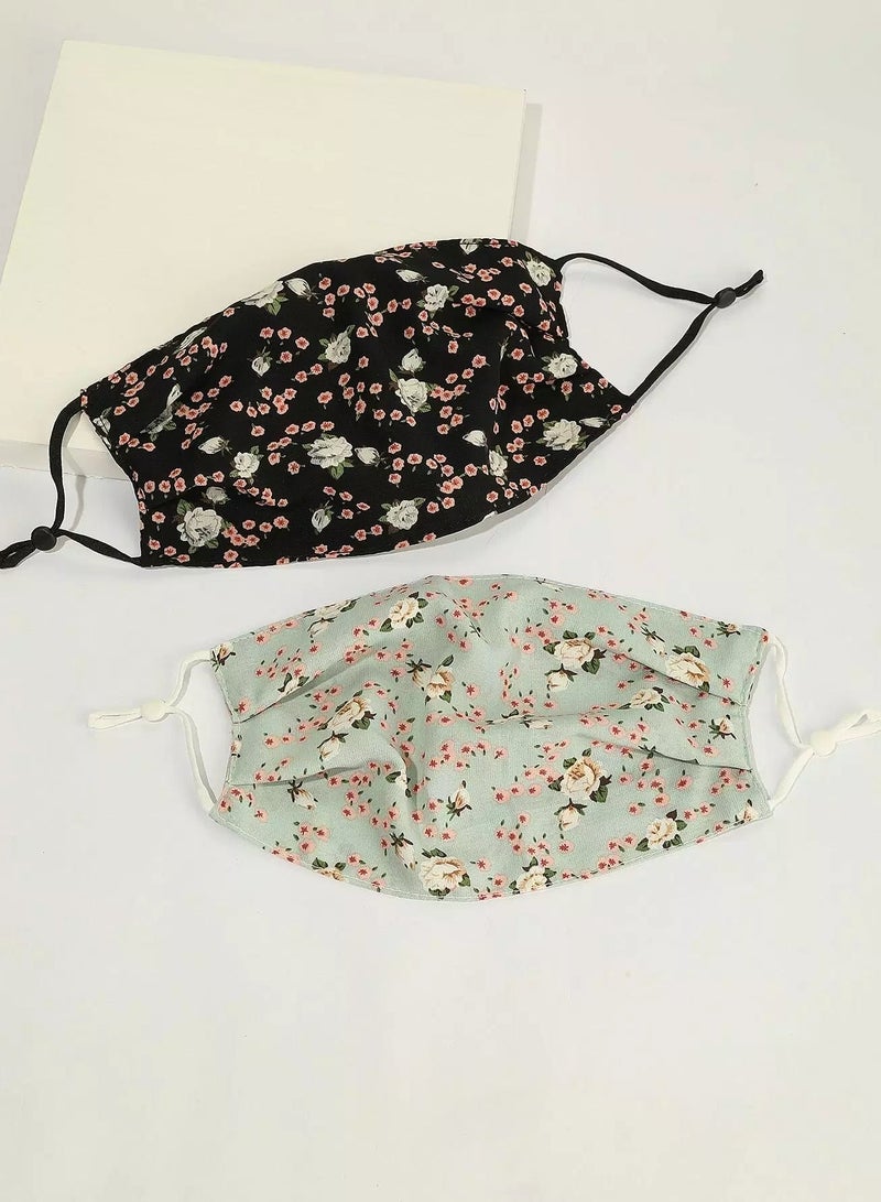4pcs Ditsy Floral Pattern Face Coverings  - Image 2