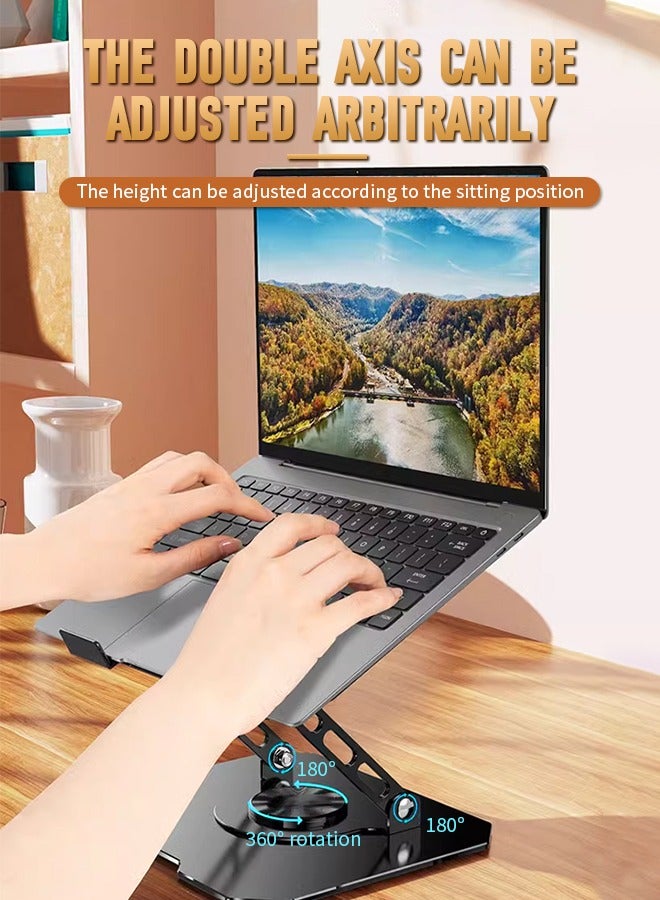 Laptop Stand, Computer Stand, 360° Rotatable and Foldable, Height Adjustable, Suitable for Mobile Phones, Computers, and Other Devices, Black