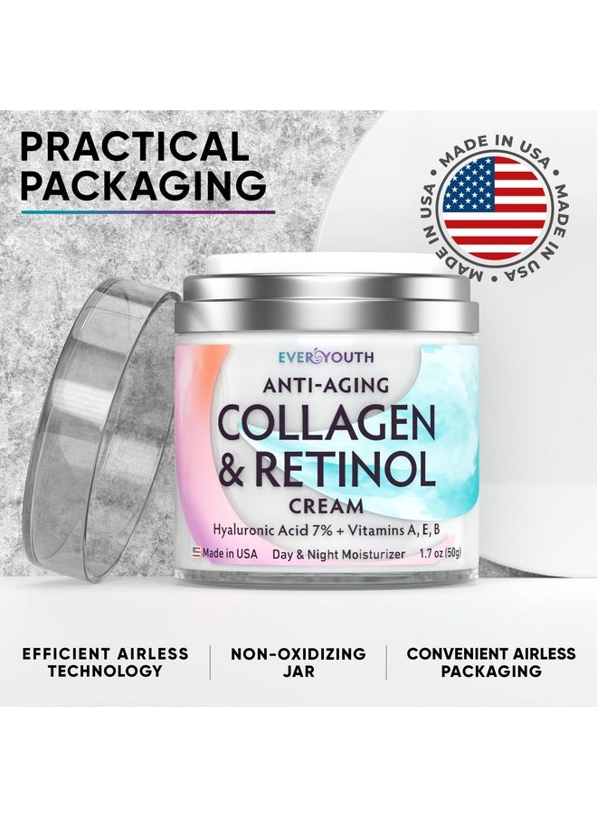 Everyouth - Face Moisturizer for Women, Anti Aging Collagen Cream for Face with Hyaluronic Acid and Vitamin A, Day & Night Retinol Cream, Daily Moisturizer for Face, Neck Creams for Tightening and Firming, 1.7oz - Image 1