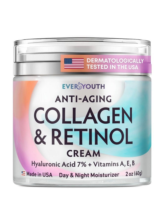 Everyouth - Face Moisturizer for Women, Anti Aging Collagen Cream for Face with Hyaluronic Acid and Vitamin A, Day & Night Retinol Cream, Daily Moisturizer for Face, Neck Creams for Tightening and Firming, 1.7oz - Image 1