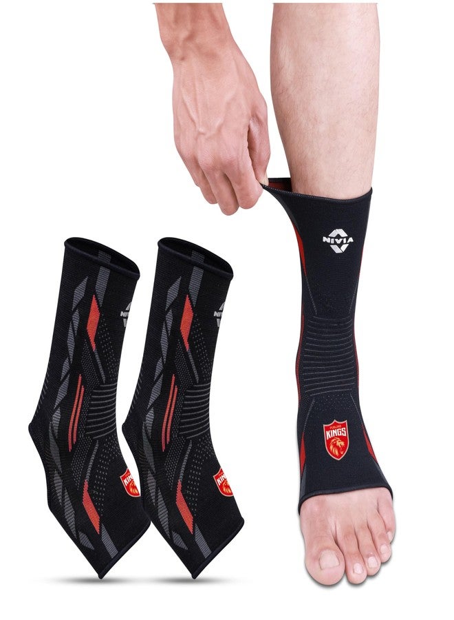 Nivia X PUNJAB KINGS Knitted Ankle Support – Compression Fit, Silicone Grip Stability, Flexible Support For Training, Gym & Recovery, Large - Image 1