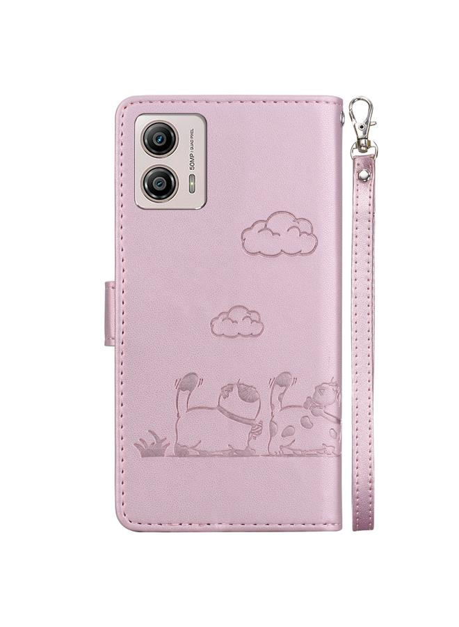 اس-توب جراب لهاتف Motorola Moto G13 / G23 / G53 جراب هاتف جلدي برسومات قطط لطيفة بتقنية RFID - Image 3