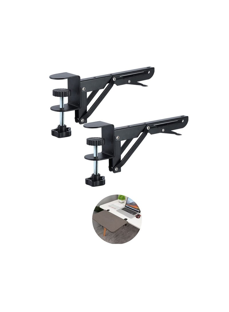 SOLARAE Desk Extender Clamp, for DIY Custom Wooden Desk Extender Board (Board Not Included), Punch-Free Computer Keyboard Tray Clamp for Home or Office, Desk Extender, Foldable Keyboard Tray(Black) - Image 1