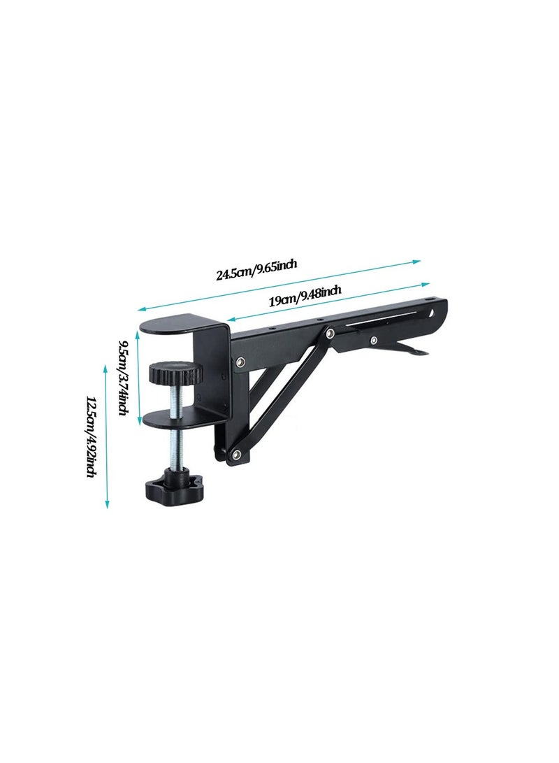 SOLARAE Desk Extender Clamp, for DIY Custom Wooden Desk Extender Board (Board Not Included), Punch-Free Computer Keyboard Tray Clamp for Home or Office, Desk Extender, Foldable Keyboard Tray(Black) - Image 4