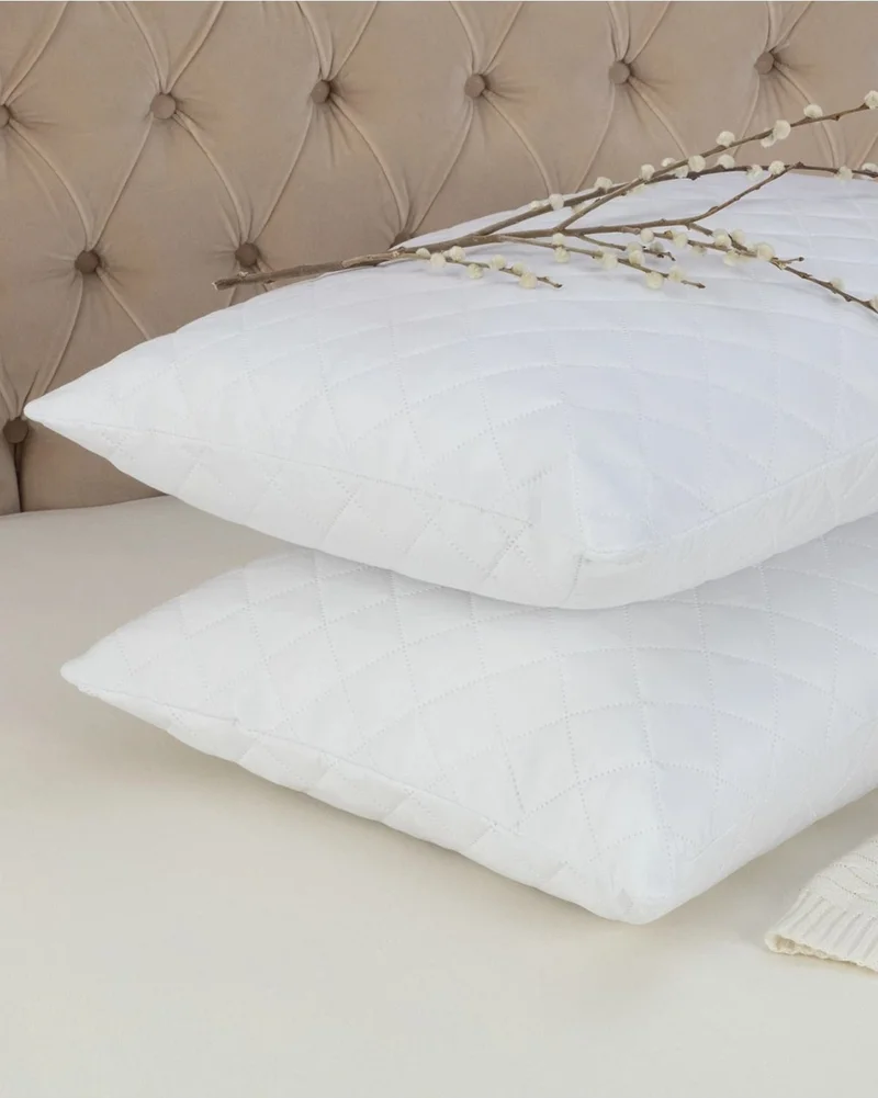 مدام كوكو Raison 2-Piece Quilted Pillow Mattress Protector - White - 50x70 C