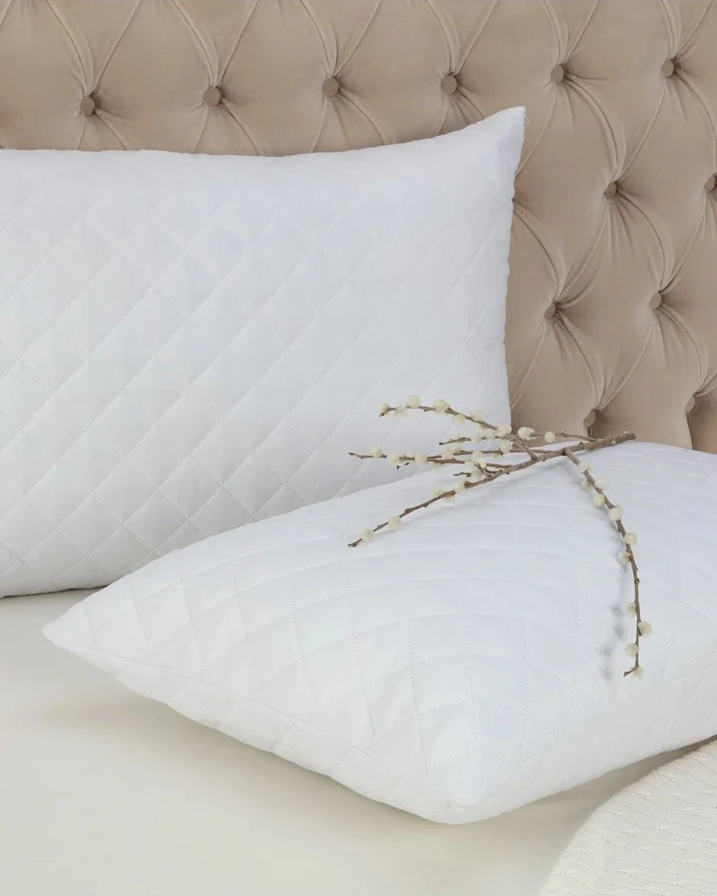 مدام كوكو Raison 2-Piece Quilted Pillow Mattress Protector - White - 50x70 C