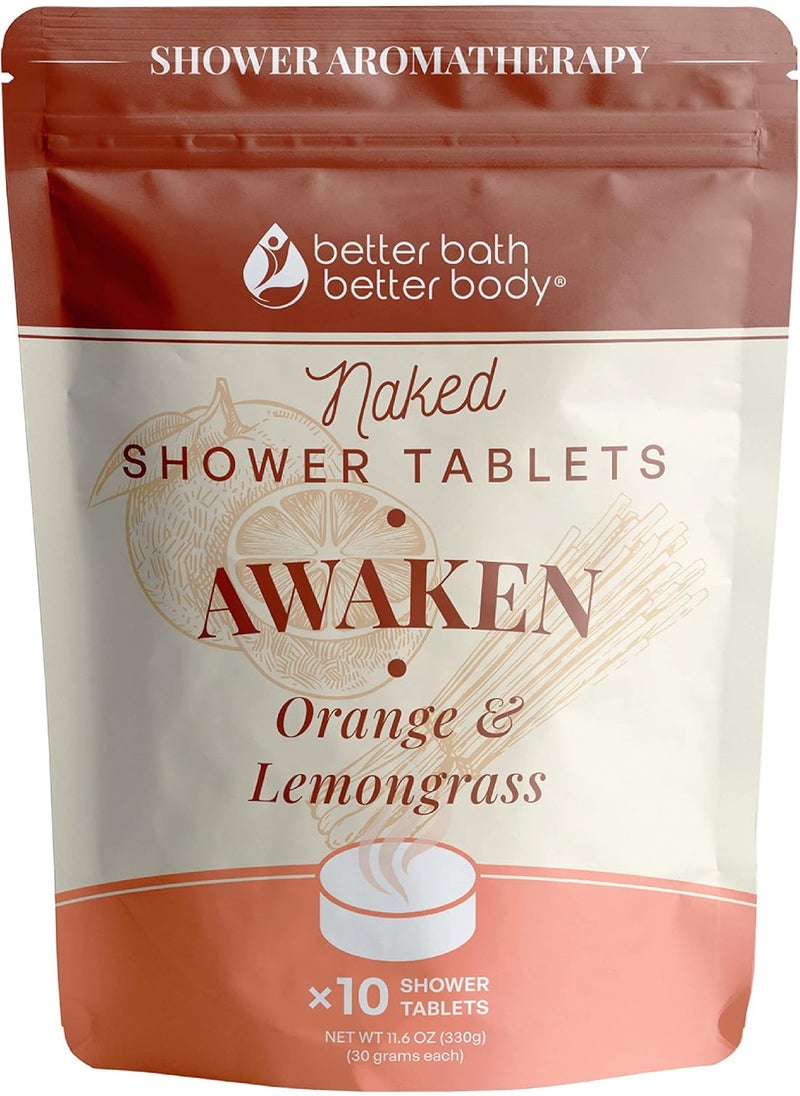 Better Bath Better Body - New Awaken Shower Tablets (10 Tabs) Made with Natural Ingredients Scented with Orange and Lemongrass Pure Essential Oils Made in USA - Image 1