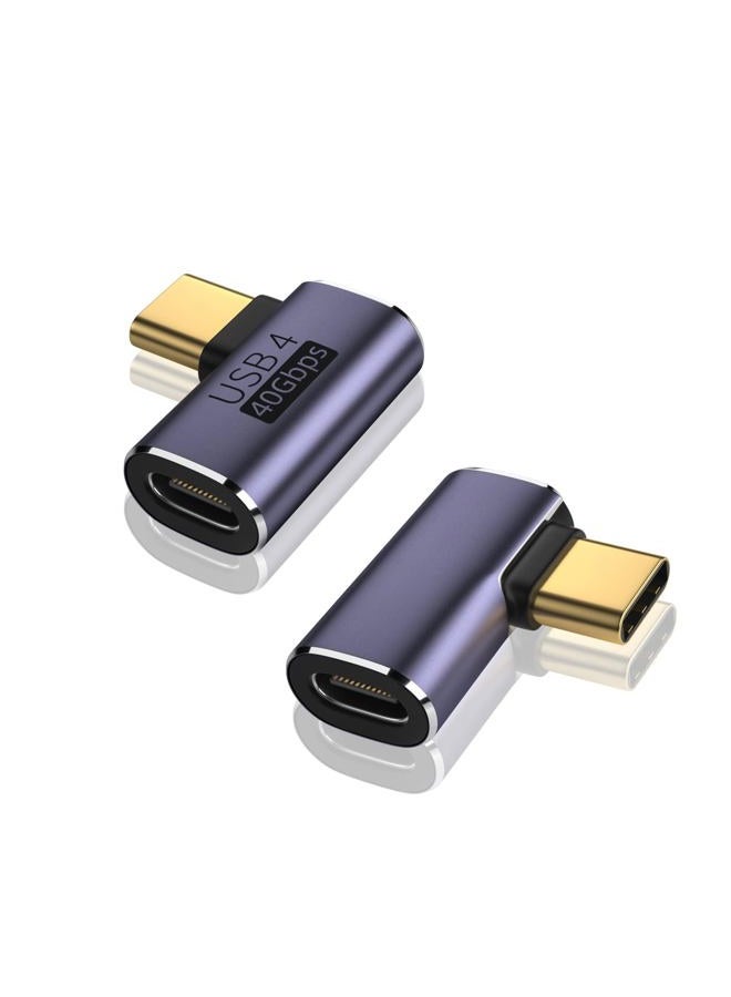 Vcom USB C 90 Degree Adapter, USB4 Cable Adapter Support 40Gbps, 100W PD, 8K Video Display, OTG, Type-C Male to Female Right Angle Extender for Thunderbolt4, Laptop, Mobile Phone, Tablet (2 Pack) - Image 1