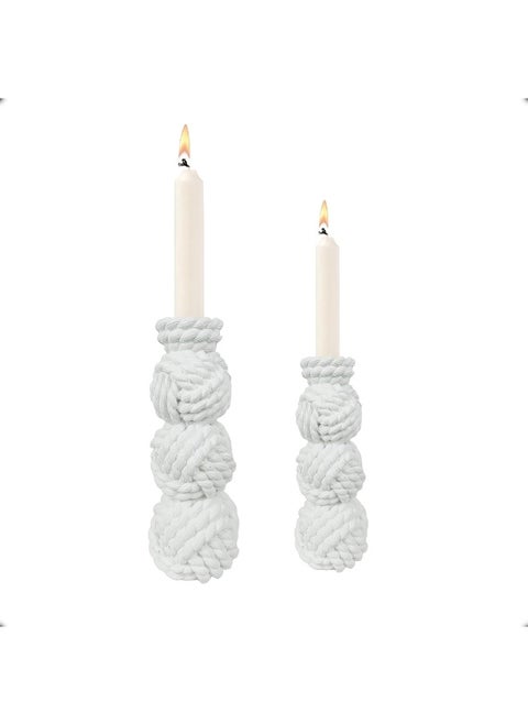 YINZUO Modern Decorative Stylish Candle Holder White Plastic Fiber Taper Candle Holder with Artistic Open Best Design for Home Decor, Dining Table, or Mantel Display (Design 2)
