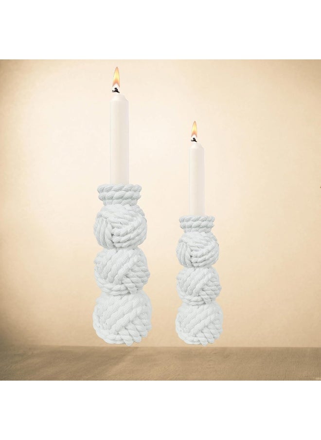 YINZUO YINZUO Modern Decorative Stylish Candle Holder White Plastic Fiber Taper Candle Holder with Artistic Open Best Design for Home Decor, Dining Table, or Mantel Display (Design 2)  - Image 4