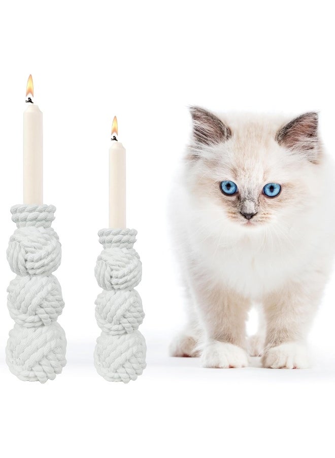 YINZUO YINZUO Modern Decorative Stylish Candle Holder White Plastic Fiber Taper Candle Holder with Artistic Open Best Design for Home Decor, Dining Table, or Mantel Display (Design 2)  - Image 5