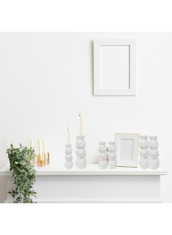 YINZUO - YINZUO Modern Decorative Stylish Candle Holder White Plastic Fiber Taper Candle Holder with Artistic Open Best Design for Home Decor, Dining Table, or Mantel Display (Design 2) - Image 1