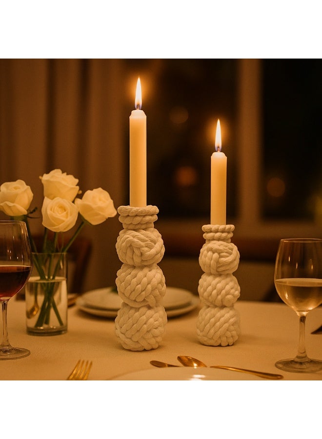 YINZUO YINZUO Modern Decorative Stylish Candle Holder White Plastic Fiber Taper Candle Holder with Artistic Open Best Design for Home Decor, Dining Table, or Mantel Display (Design 2) - Image 1