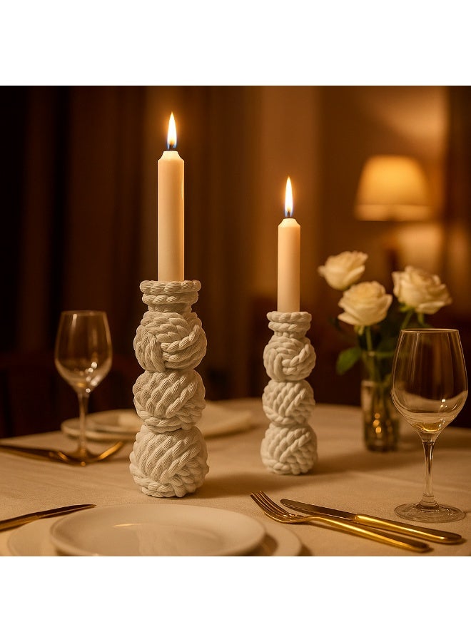 YINZUO YINZUO Modern Decorative Stylish Candle Holder White Plastic Fiber Taper Candle Holder with Artistic Open Best Design for Home Decor, Dining Table, or Mantel Display (Design 2) - Image 5