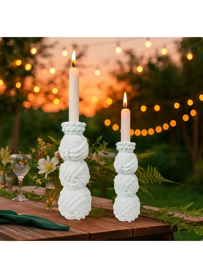 YINZUO YINZUO Modern Decorative Stylish Candle Holder White Plastic Fiber Taper Candle Holder with Artistic Open Best Design for Home Decor, Dining Table, or Mantel Display (Design 2) - Image 3