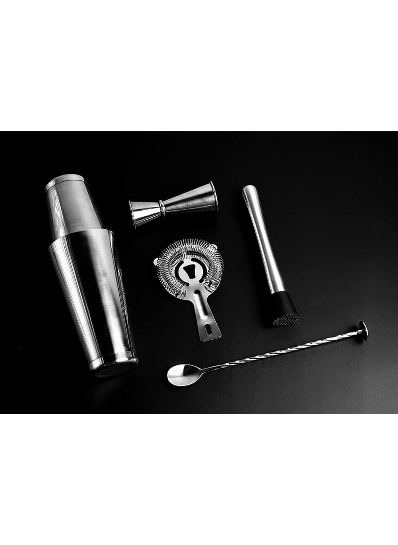 FINALITY finality Stainless Steel 6Piece Bar Tool Set with Boston Shaker Peg Measure 3060 Muddler Bar Strainer and Bar Spoon Silver Color  - Image 3