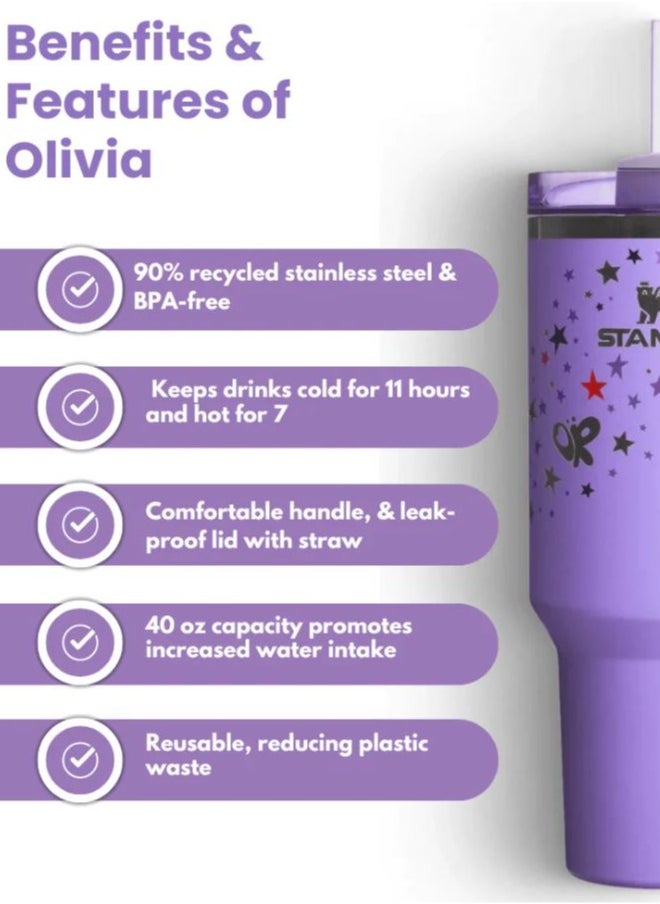 Stanley - Olivia Rodrigo 40 oz Quencher H2.0 - Vacuum Insulated Tumbler with Reusable Straw for Water, Iced Tea, Coffee, and Juices - Perfect Gift Idea - Image 1