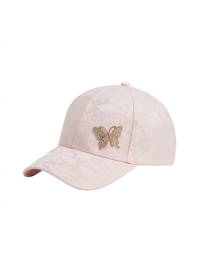 Mobcos Women's Luxury Embellished Baseball Cap, Elegant Adjustable Fashion Hat for Casual Wear & Travel | Blush Jacquard