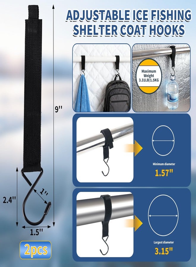 YIBOBO Heavy Duty Ice Anchor Drill Adapter Tool Kit, 19Pcs Stainless Steel Tent Stakes Set with 13FT Ratchet Ropes, Tent Hooks, Canvas Bag for Ice Fishing Shelter Setup (8Pcs Tent Stakes+6Pcs Rope Roller) - Image 4