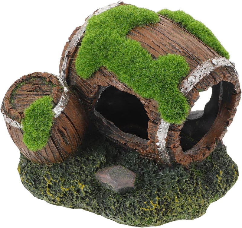 VICASKY Fish Shrimp Hiding House Aquarium Cave Hideout Resin Hollow Barrel Decoration Fish Tank Shelter for Betta Cichlid Shrimp Breeding Habitat - Image 1