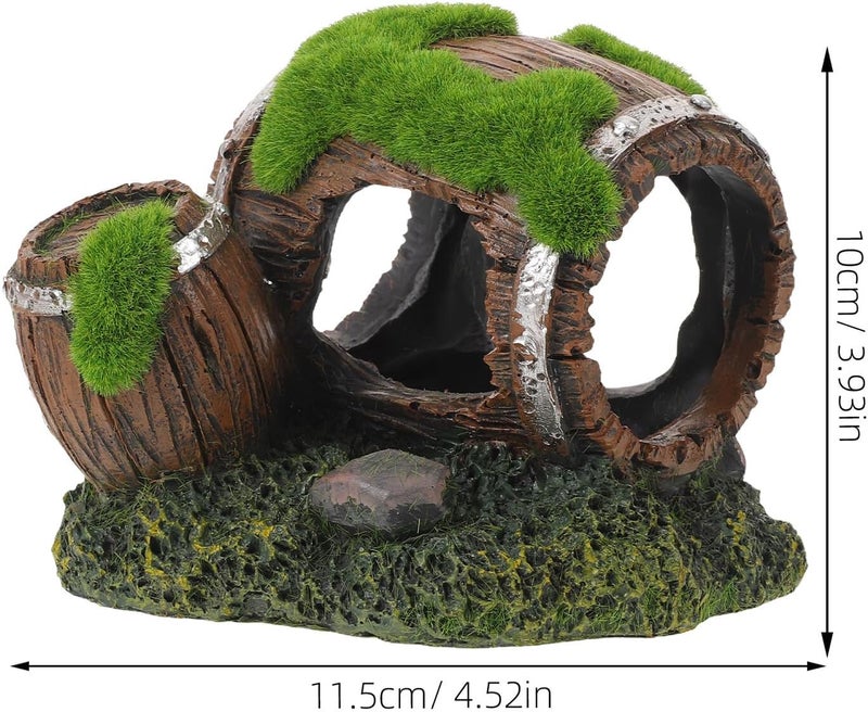 VICASKY Fish Shrimp Hiding House Aquarium Cave Hideout Resin Hollow Barrel Decoration Fish Tank Shelter for Betta Cichlid Shrimp Breeding Habitat - Image 2