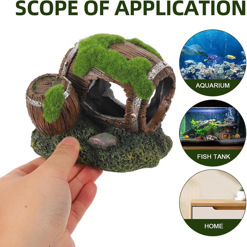 VICASKY Fish Shrimp Hiding House Aquarium Cave Hideout Resin Hollow Barrel Decoration Fish Tank Shelter for Betta Cichlid Shrimp Breeding Habitat - Image 3