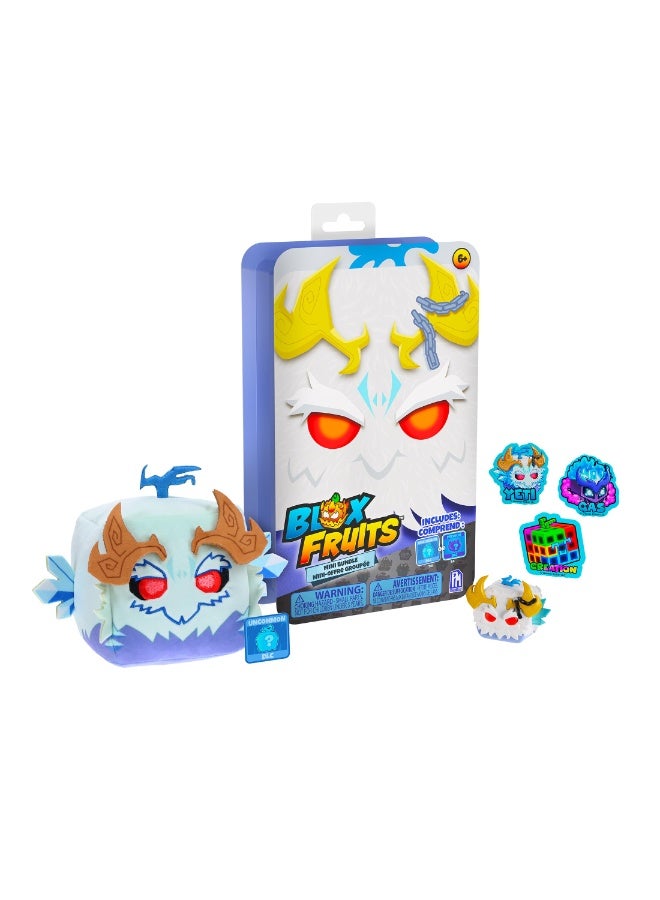 Blox Fruits Yeti Mini Mystery Box Series 3, 4-Inch Plush Toy & 1.75-Inch Minifigure with 3 Stickers and DLC Token, Official PhatMojo Collectible Set - Image 1