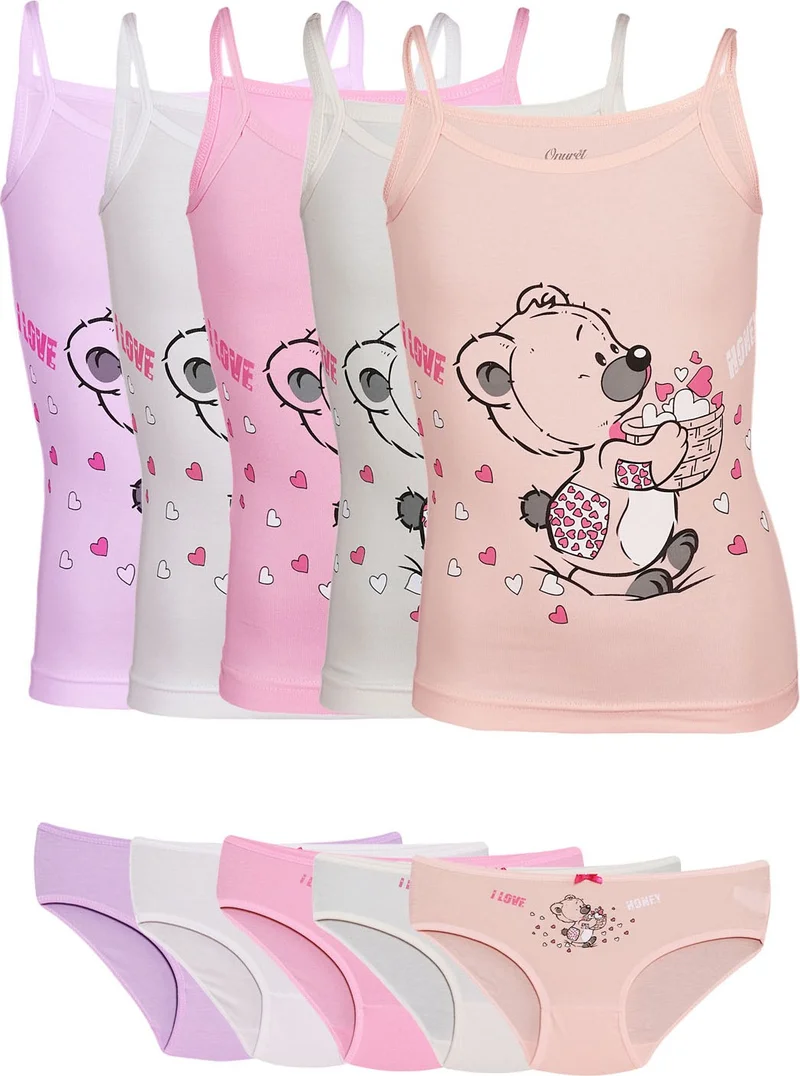 اونوريل Girls Teddy Bear Colorful 5 Piece Set