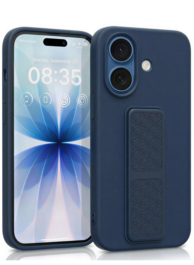 iPhone 17 Silicone Case with Design Grip Strap & Kickstand Soft Cover For iPhone 17 Vertical & Horizontal Stand Full Camera Protection Case For iPhone 17 6.3-inch - Image 1