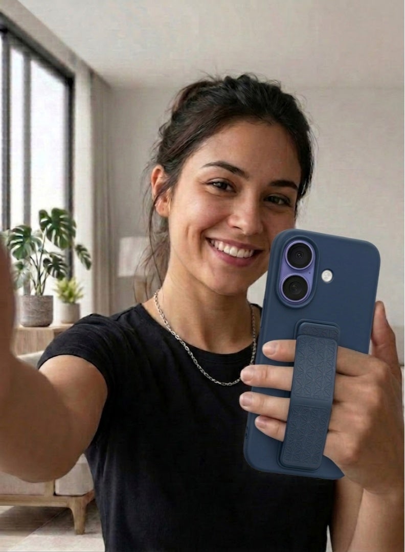 iPhone 17 Silicone Case with Design Grip Strap & Kickstand Soft Cover For iPhone 17 Vertical & Horizontal Stand Full Camera Protection Case For iPhone 17 6.3-inch - Image 5
