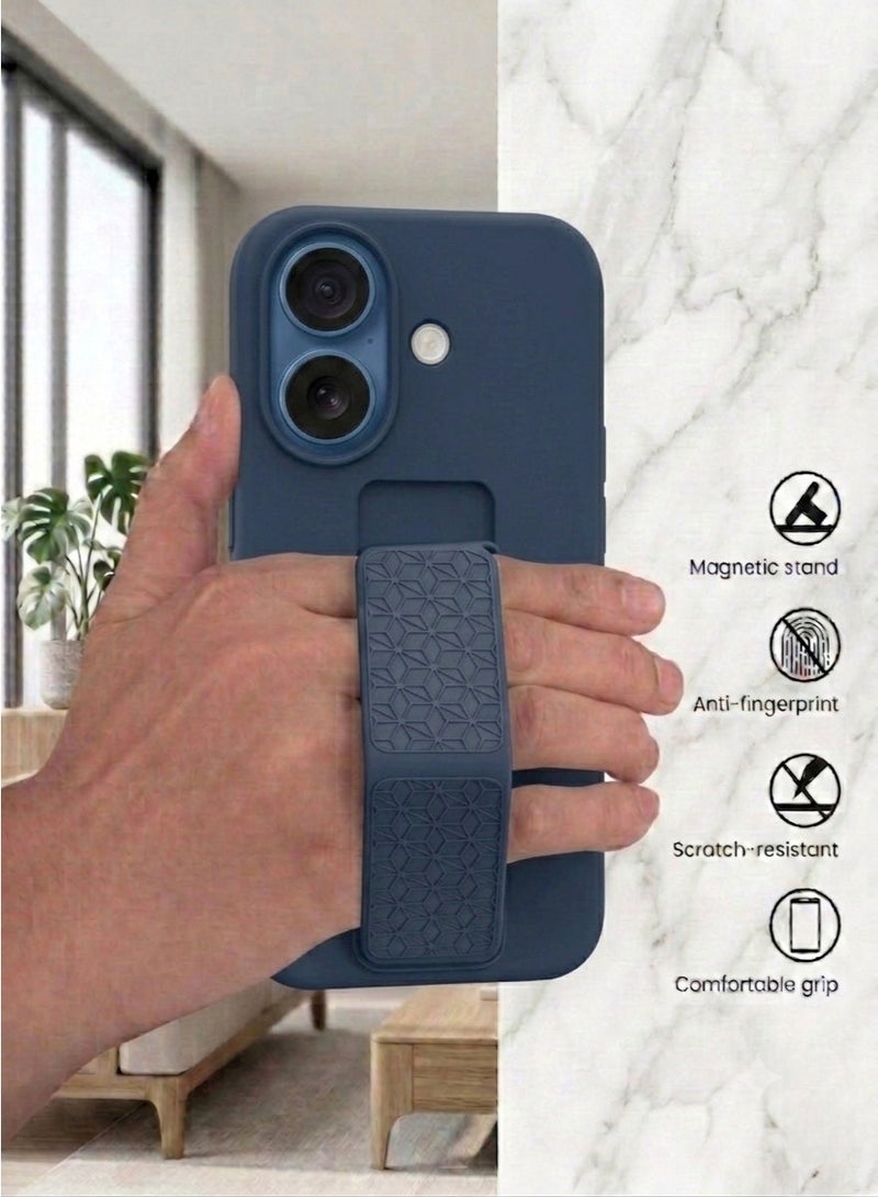 iPhone 17 Silicone Case with Design Grip Strap & Kickstand Soft Cover For iPhone 17 Vertical & Horizontal Stand Full Camera Protection Case For iPhone 17 6.3-inch - Image 3