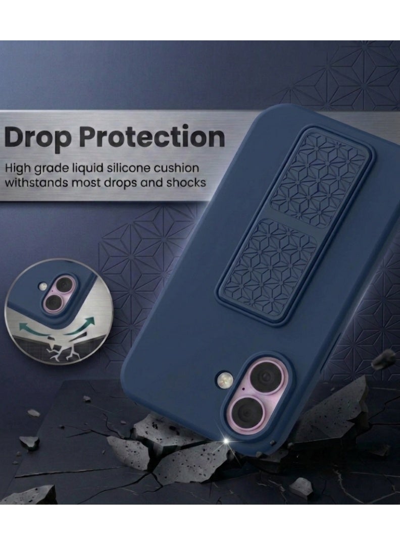 iPhone 17 Silicone Case with Design Grip Strap & Kickstand Soft Cover For iPhone 17 Vertical & Horizontal Stand Full Camera Protection Case For iPhone 17 6.3-inch - Image 4