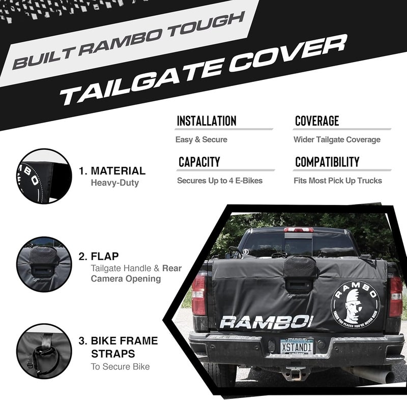 Rambo Bikes Tailgate Cover Vehicle Bike Hauler Black One Size - Image 4