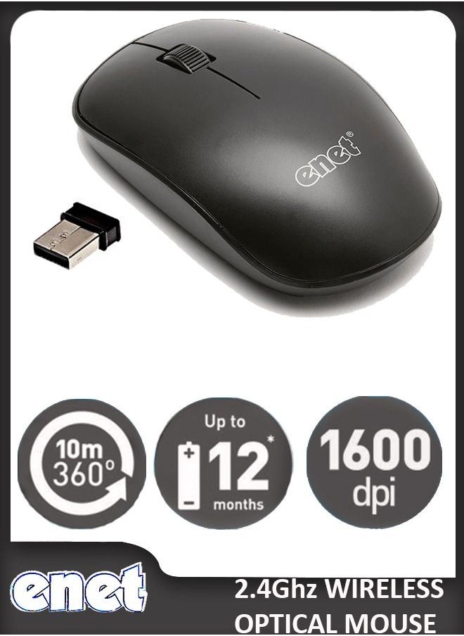 Enet Wireless Mouse 2.4Ghz Comfortable Click Mouse with USB Receiver 1600DPI High Precise Portable Mouse 10m Working Range for Laptop Chromebook MacBook Notebook PC  - Image 1