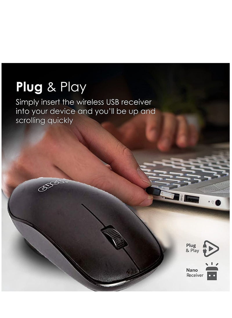 Wireless Mouse 2.4Ghz Comfortable Click Mouse with USB Receiver 1600DPI High Precise Portable Mouse 10m Working Range for Laptop Chromebook MacBook Notebook PC