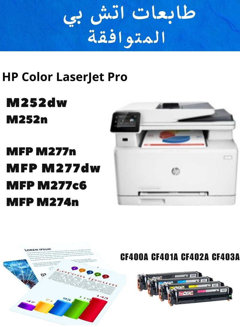 201A Toner Cartridges Replacement for HP 201A 201X CF400A CF401A CF402A CF403A for HP Color Laser Jet Pro MFP M277dw M277n M277c6 M252dw M252n Printer Ink (Black Cyan Magenta Yellow) - Image 2