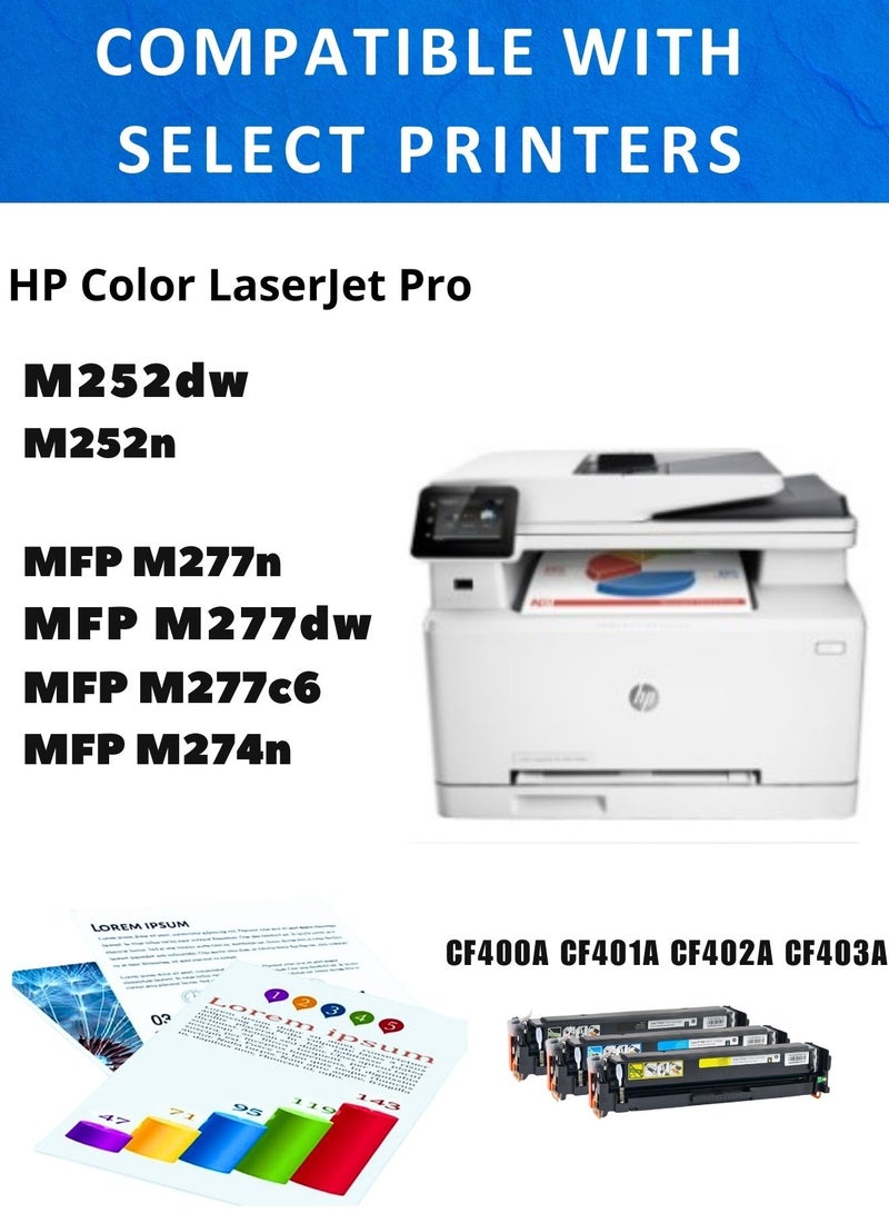 201A Toner Cartridges Replacement for HP 201A 201X CF400A CF401A CF402A CF403A for HP Color Laser Jet Pro MFP M277dw M277n M277c6 M252dw M252n Printer Ink (Black Cyan Magenta Yellow) - Image 5