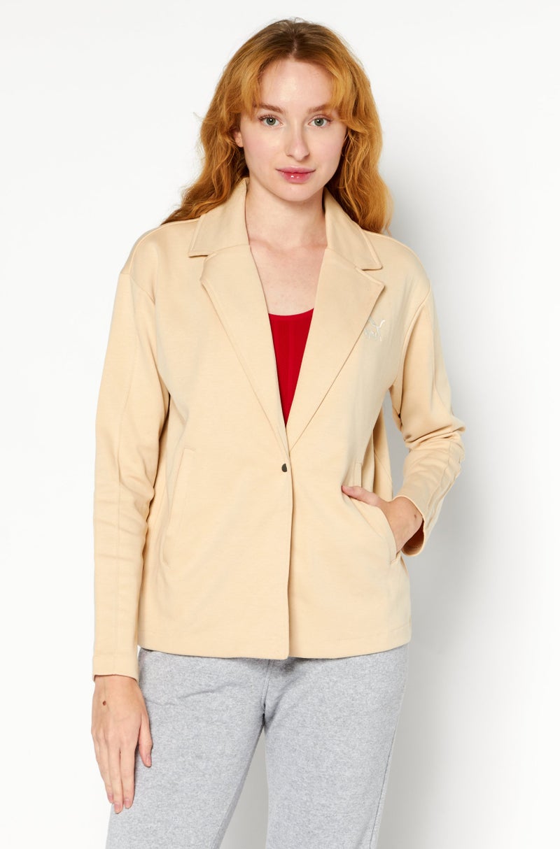 PUMA Women Sportswear Fit Long Sleeve Athletic Outerwear Blazer, Beige - Image 1