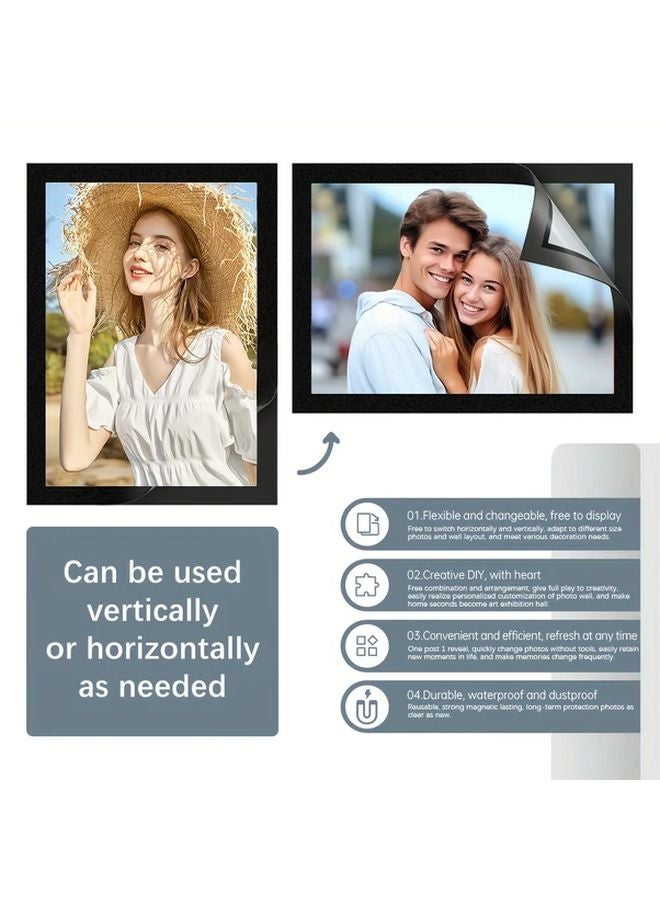 Black Magnetic Photo Display Frames 3pcs A5 Self Adhesive PVC Board For Home Office - Image 5