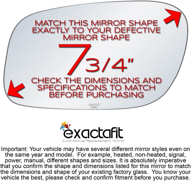 Rugged TUFF exactafit 8128L Driver Side Mirror Glass Replacement Repair Compatible With 1998-2011 Lincoln Town Car Tiered cost purchase alternatives - Image 2